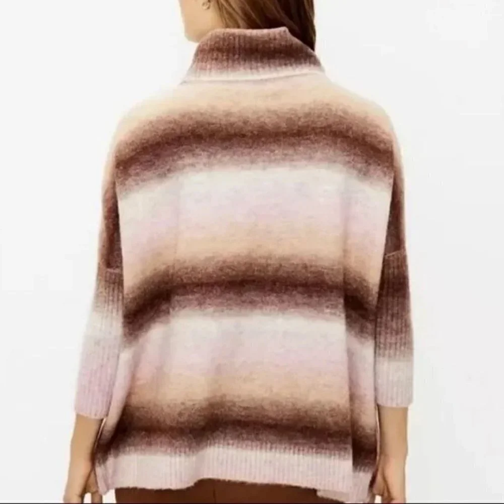 Loft Ombre Turtleneck Poncho Sweater Size L